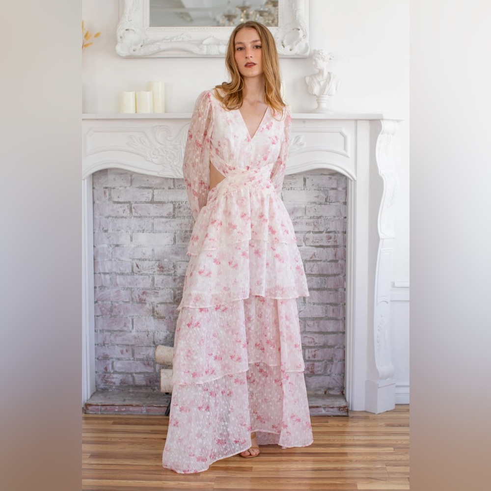 Kestan Anastasia Floral Pink Layered Maxi Dress - NWT